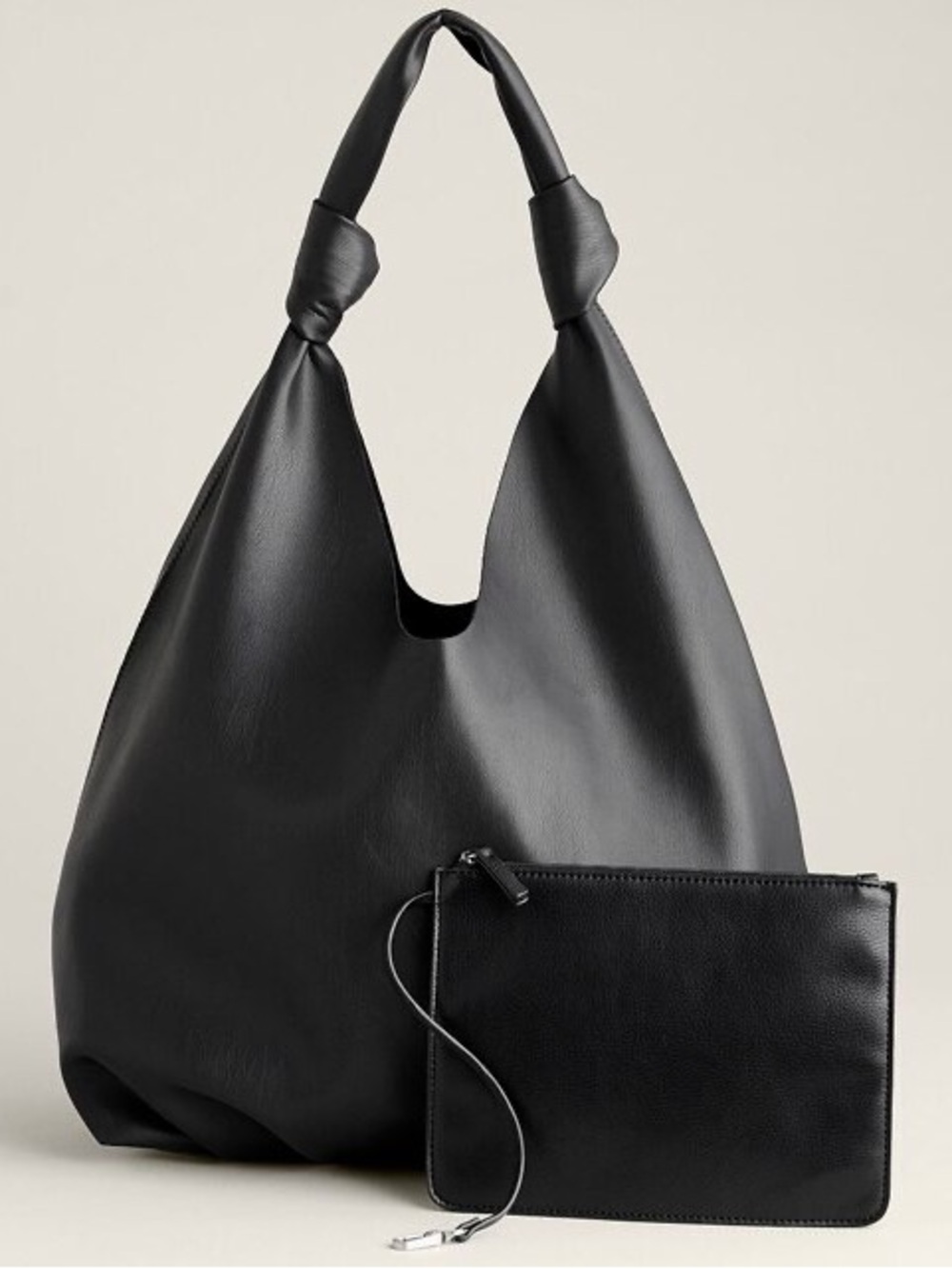 NWT Elizabeth and James Vegan Leather Knotted Hobo Bag in Black